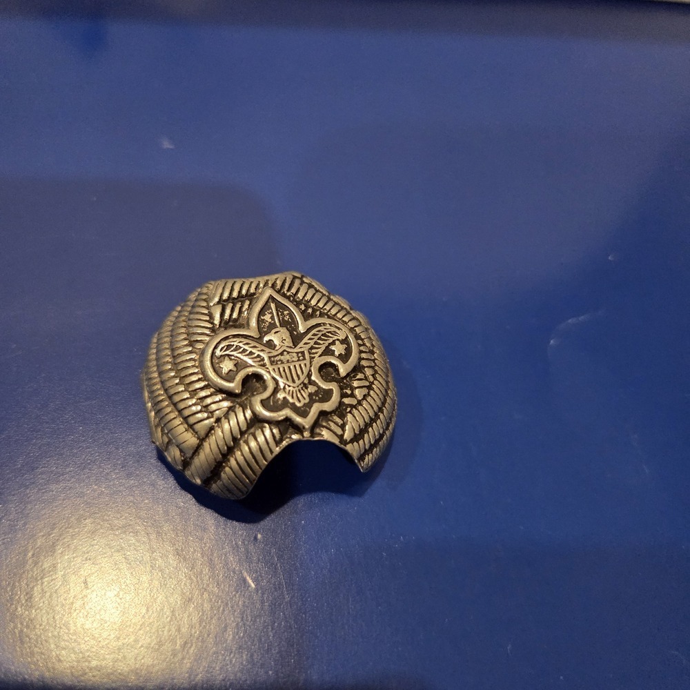 Vintage Boy Scouts of America BSA Neckerchief Slide Woggle Pewter